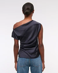 Asymmetrical Draped Satin Top