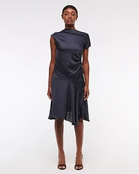 Asymmetrical Draped Satin Top