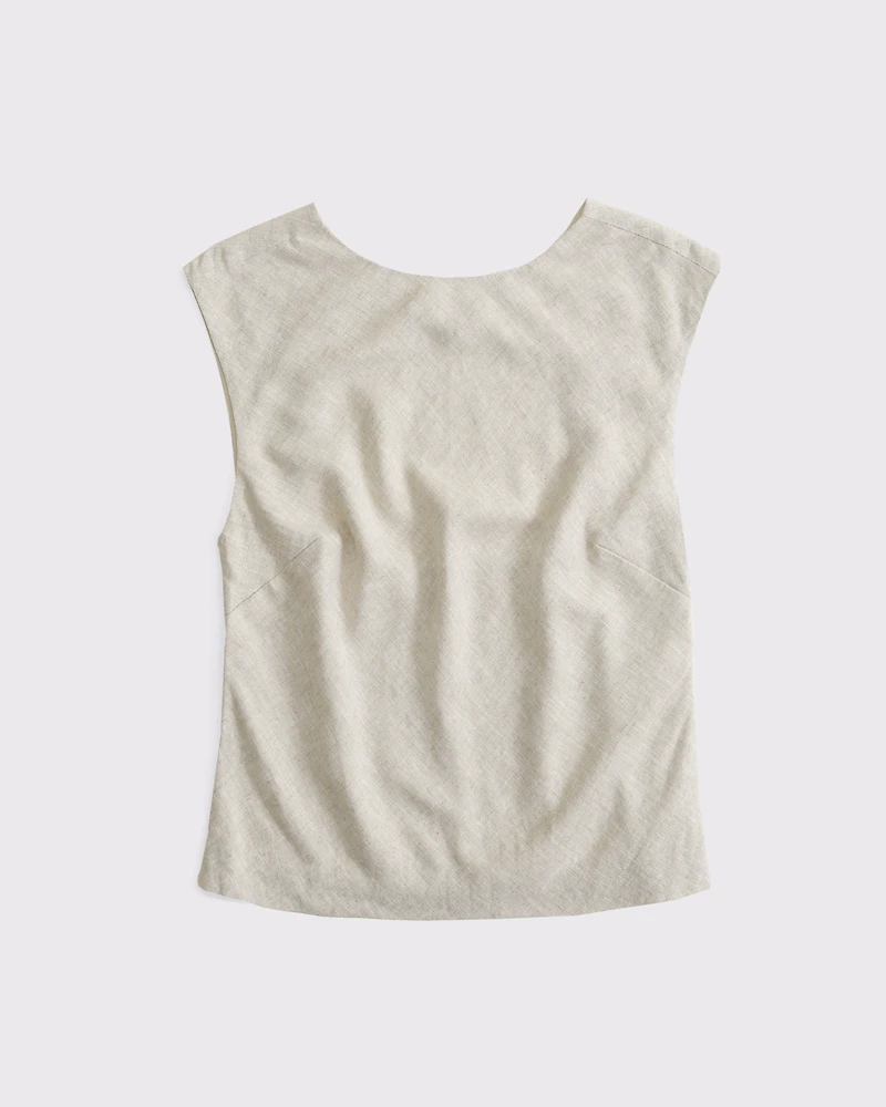 Linen-Blend Skimming Shell Top