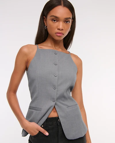 High-Neck Suiting Vest