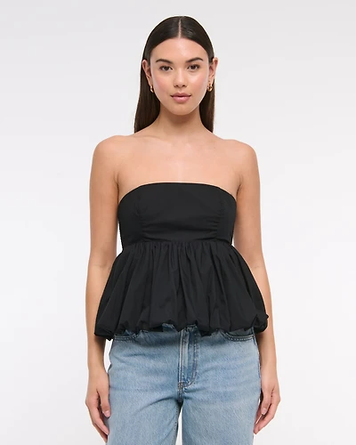 Strapless Bubble Hem Top