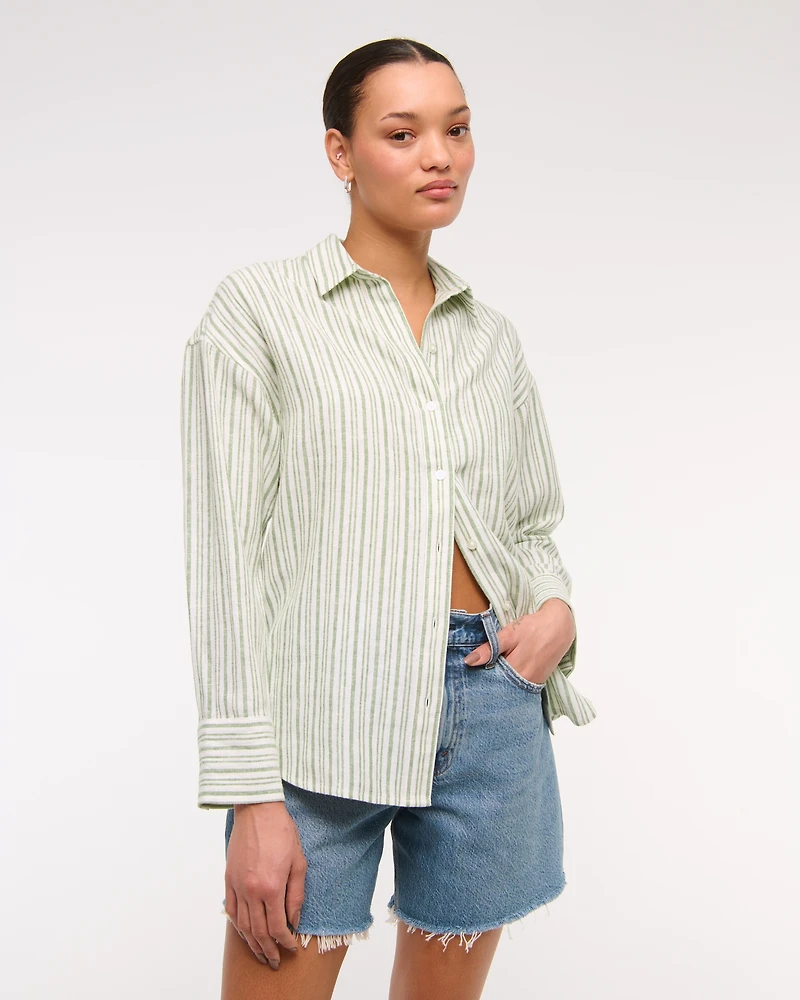 Oversized Linen-Blend Shirt