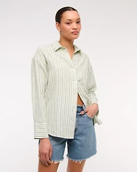 Oversized Linen-Blend Shirt