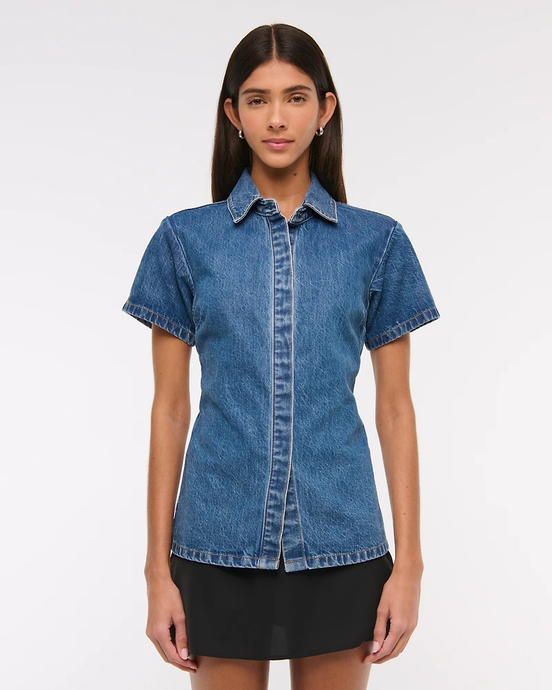 Short-Sleeve Denim Shirt