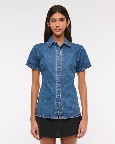Short-Sleeve Denim Shirt