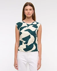 Linen-Blend Skimming Shell Top