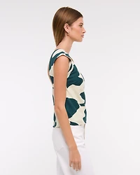 Linen-Blend Skimming Shell Top