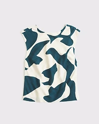 Linen-Blend Skimming Shell Top