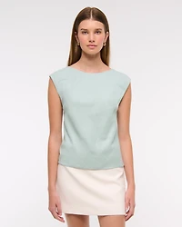 Linen-Blend Skimming Shell Top