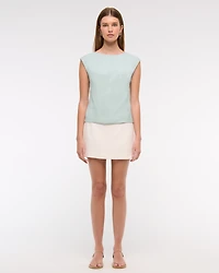 Linen-Blend Skimming Shell Top
