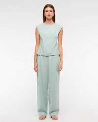 Linen-Blend Skimming Shell Top