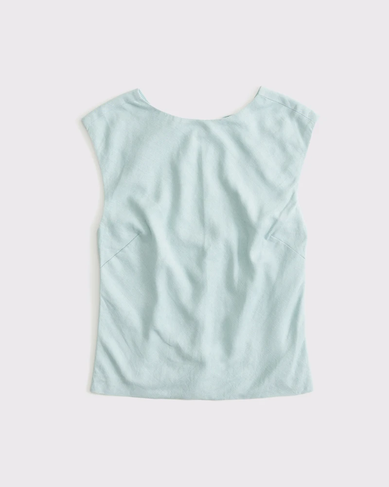 Linen-Blend Skimming Shell Top
