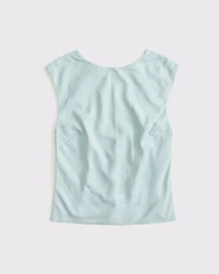 Linen-Blend Skimming Shell Top
