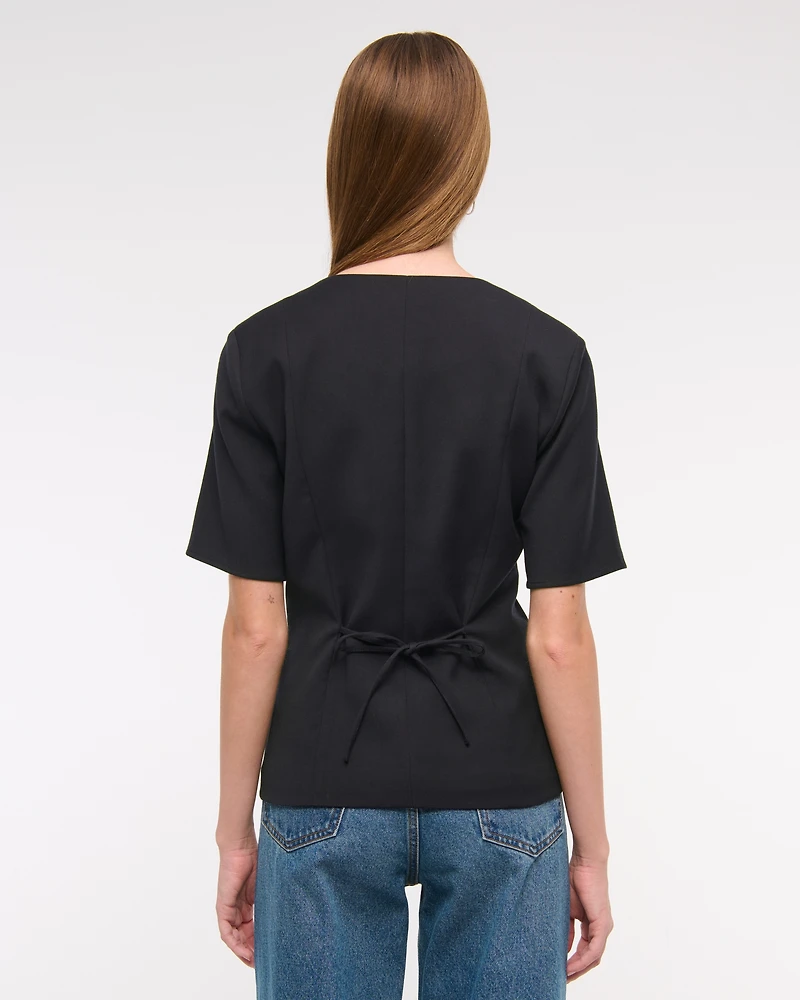 Short-Sleeve Tailored Vest Top