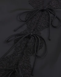 Long-Sleeve Lace-Trim Tie-Front Top