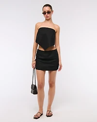 Linen-Blend Strapless Scarf Top