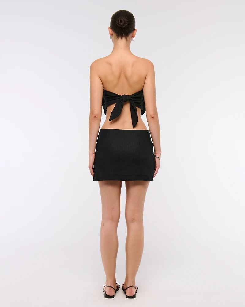 Linen-Blend Strapless Scarf Top