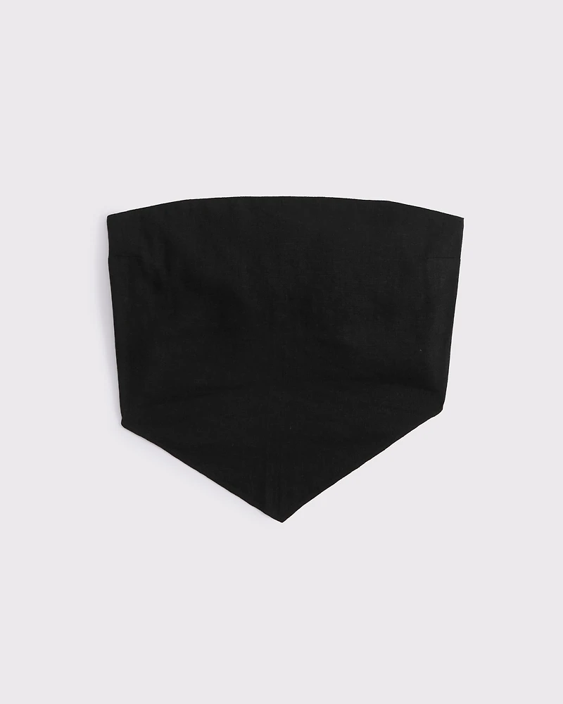 Linen-Blend Strapless Scarf Top