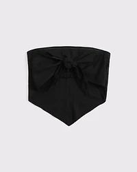 Linen-Blend Strapless Scarf Top