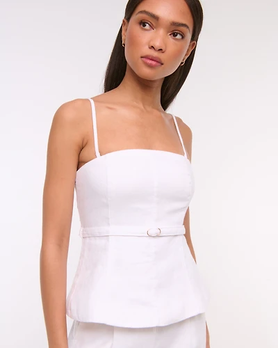Premium Linen Strapless Tailored Top