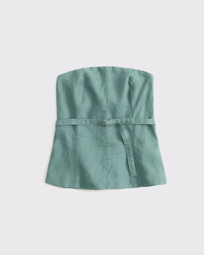 Premium Linen Strapless Tailored Top