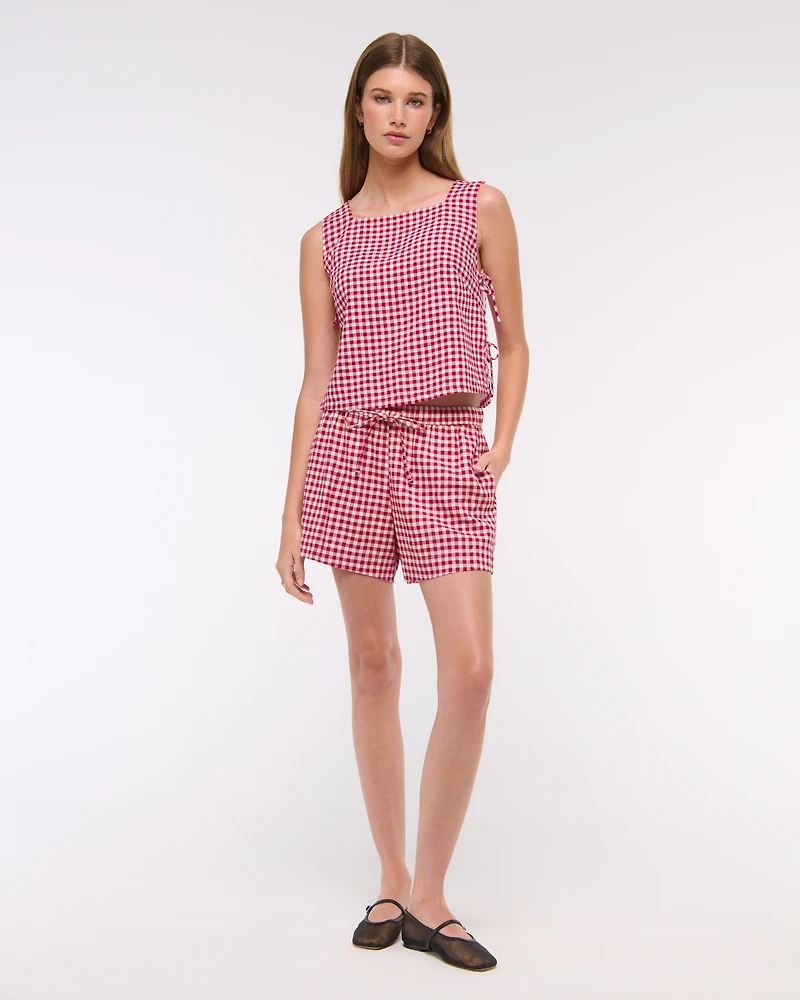 Apron Linen-Blend Set Top