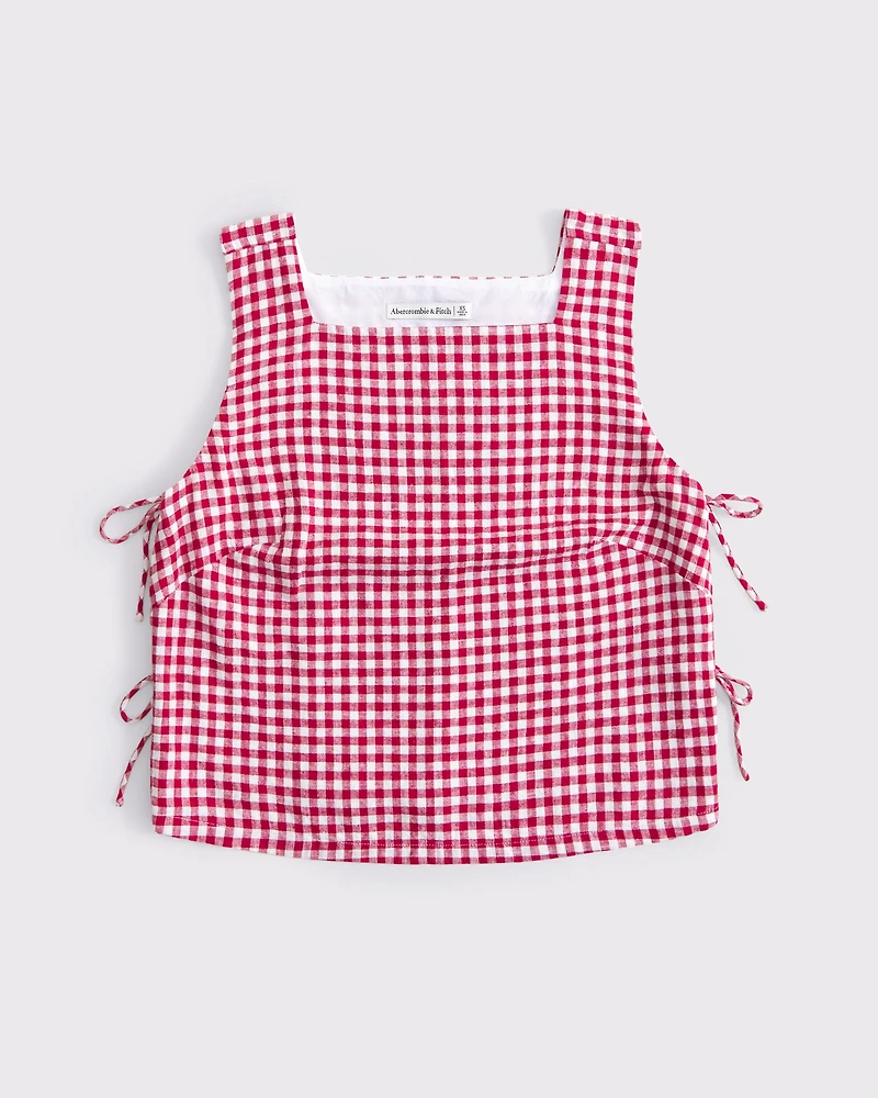 Apron Linen-Blend Set Top