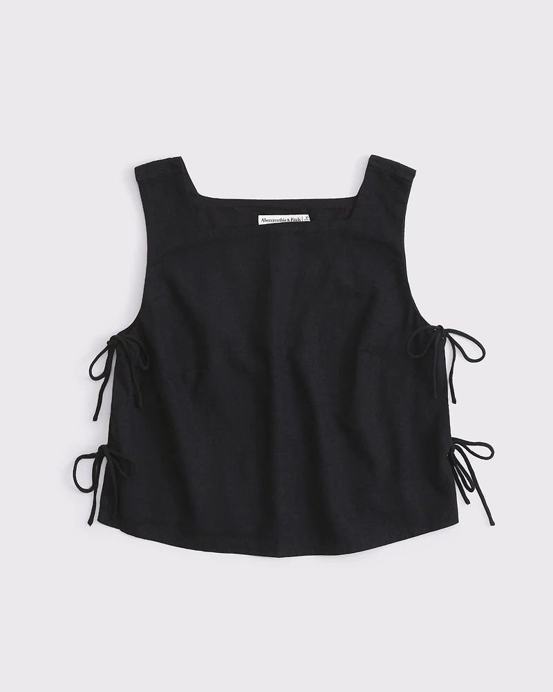 Apron Linen-Blend Set Top