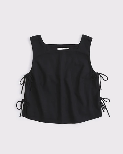 Apron Linen-Blend Set Top