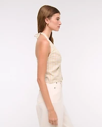 Linen-Blend Tailored Halter Vest