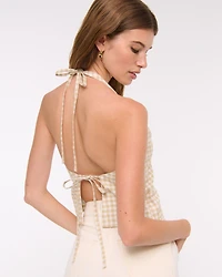 Linen-Blend Tailored Halter Vest