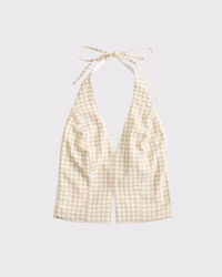 Linen-Blend Tailored Halter Vest