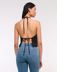 Linen-Blend Tailored Halter Vest