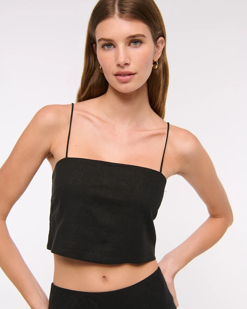 Cropped Linen-Blend Cami
