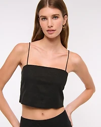 Cropped Linen-Blend Cami