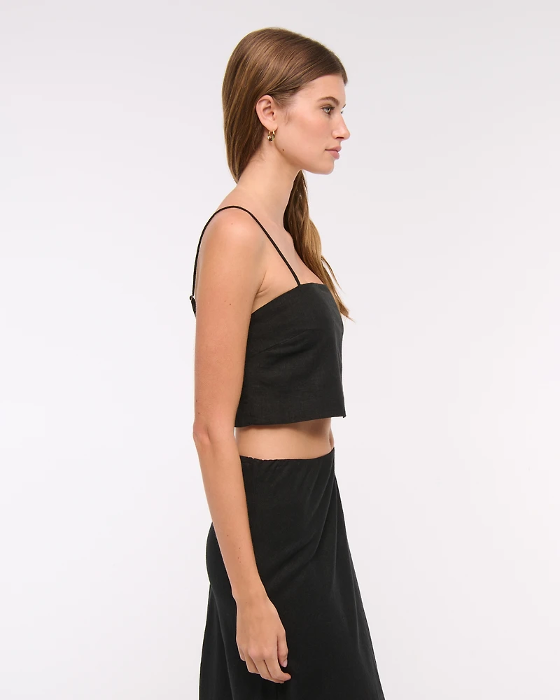 Cropped Linen-Blend Cami