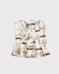 Linen-Blend Strapless Peplum Top