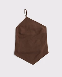 One-Shoulder Asymmetrical Linen-Blend Top