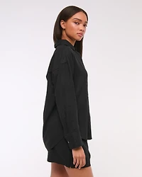 Oversized Linen-Blend Shirt
