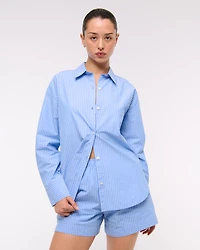 Oversized Tie-Back Poplin Shirt