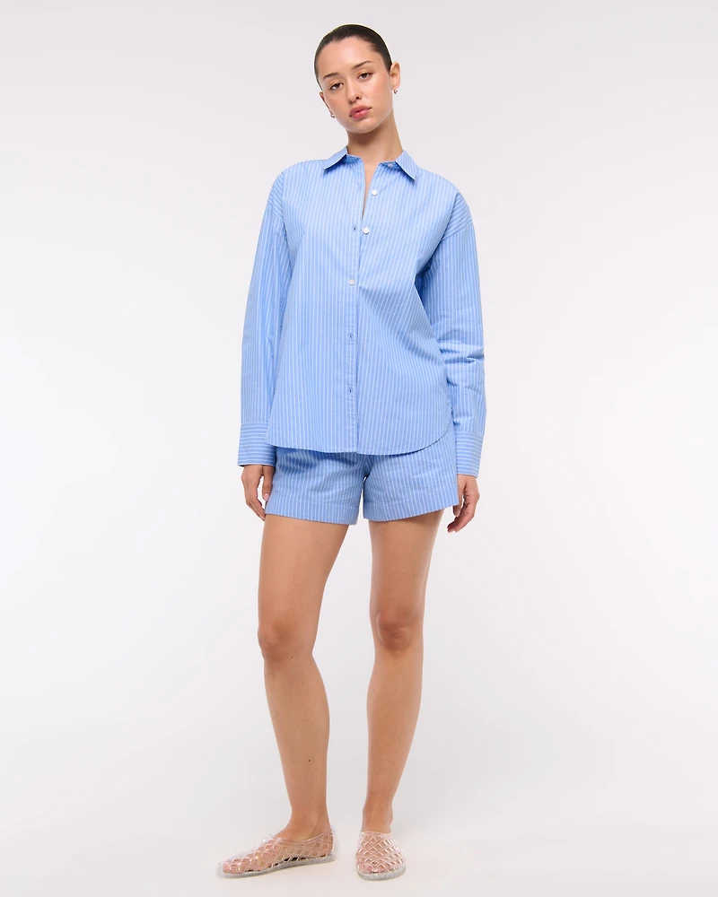 Oversized Tie-Back Poplin Shirt
