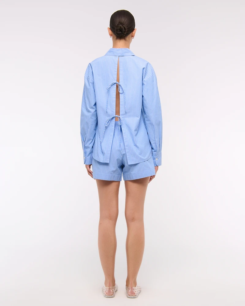 Oversized Tie-Back Poplin Shirt