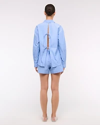 Oversized Tie-Back Poplin Shirt