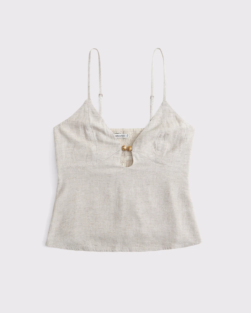 Linen-Blend Beaded Cami