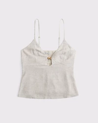 Linen-Blend Beaded Cami