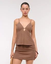 Linen-Blend Beaded Cami