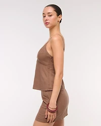 Linen-Blend Beaded Cami