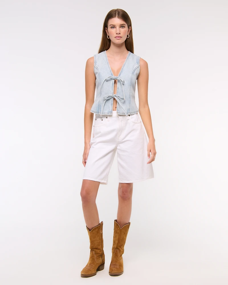 Tie-Front Denim Vest