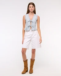 Tie-Front Denim Vest