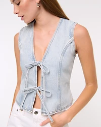 Tie-Front Denim Vest